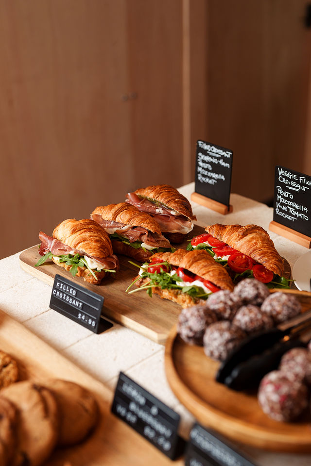 Freshly filled croissants on the ELEMENTS café counter